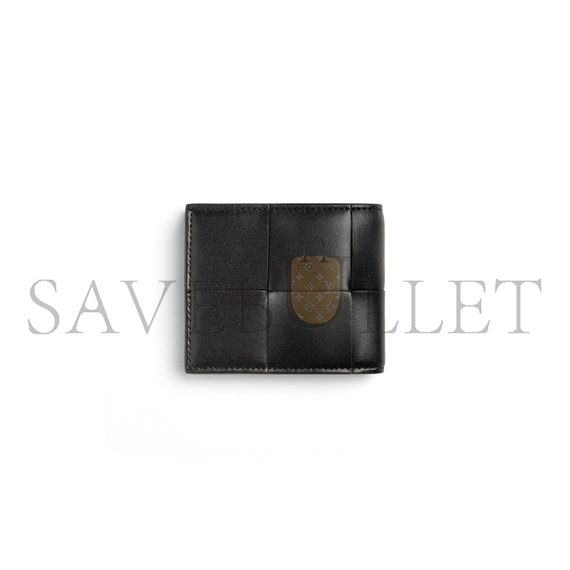 B0tt*ga Ven*ta CASSETTE BI-FOLD WALLET BLACK PARAKEET 743004VBWD51042 (10*8.5cm)